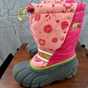 Sorel Pink and Gray Kids Snow Boots